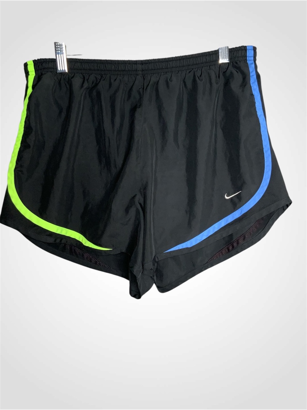 Nike Black Shorts with Neon Green, Blue, Red & Bright Blue Piping Large